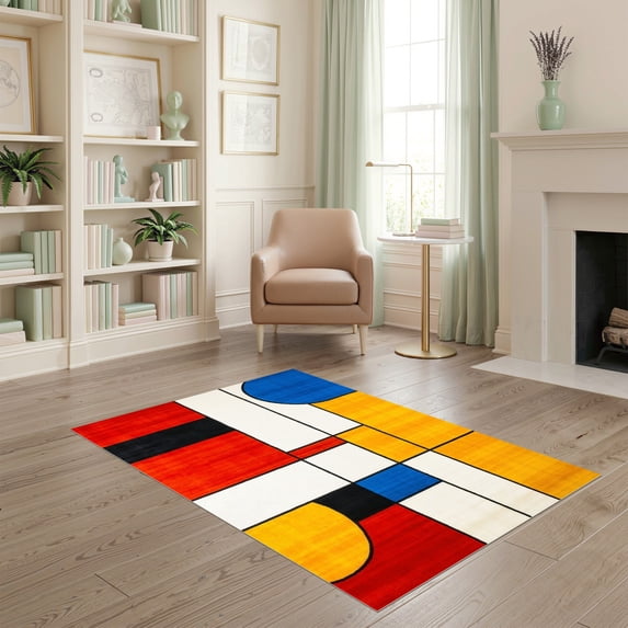 Abstract Rug Minimalistic ODIKA 4'x6' Ultra-Soft Area Rug, Composition Abstract Minimalist ...