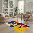 thumbnail image 1 of ODIKA 4'x6' Ultra-Soft Area Rug, Composition Inspired Abstract Bold Block Yellow Border None Washable, Bare feet friendly, Silk-Touch for Bedroom Home office, 1 of 7