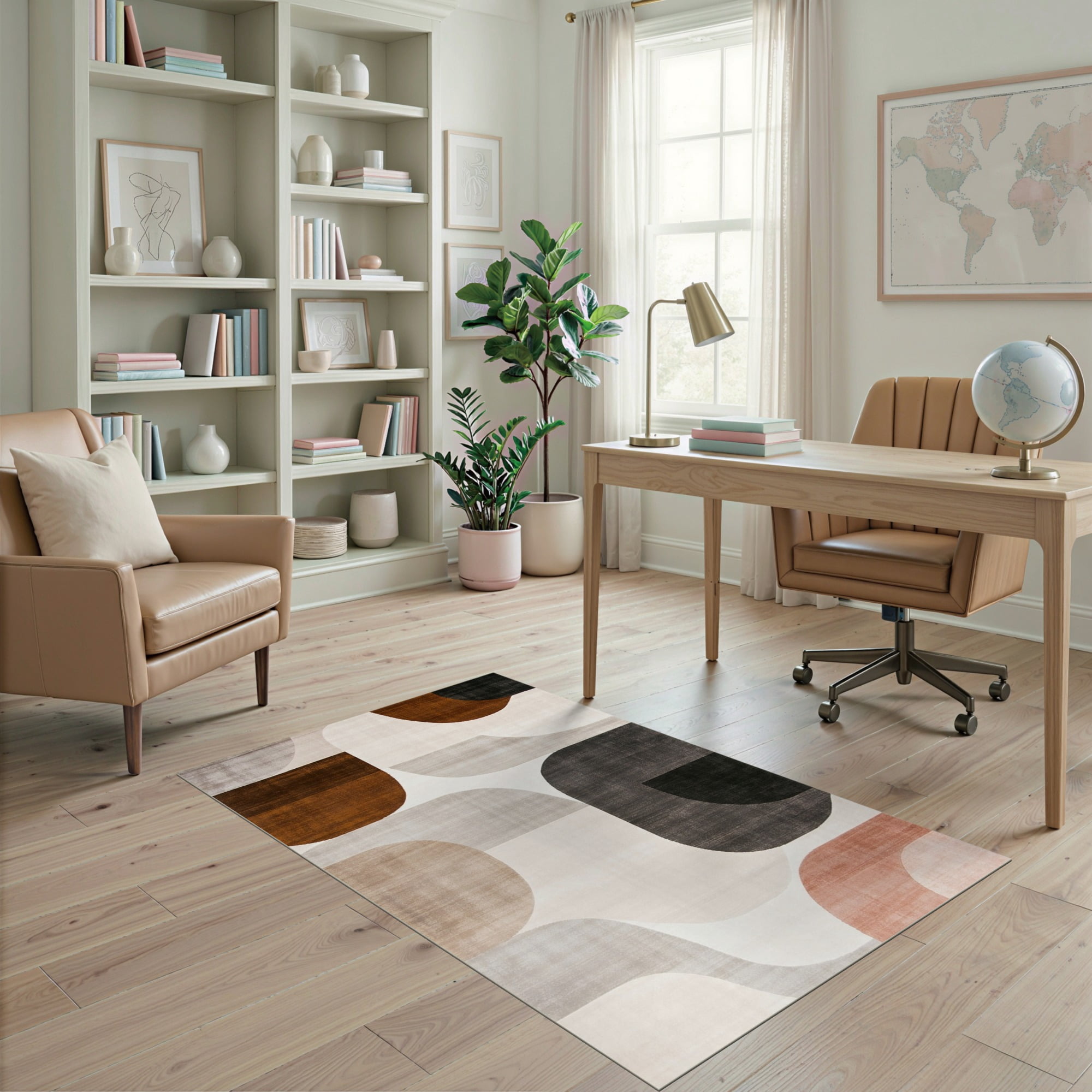 Minialistic Rug ODIKA 4'x6' Ultra-Soft Area Rug, Contemporary Abstract Arcs Minimalist ...