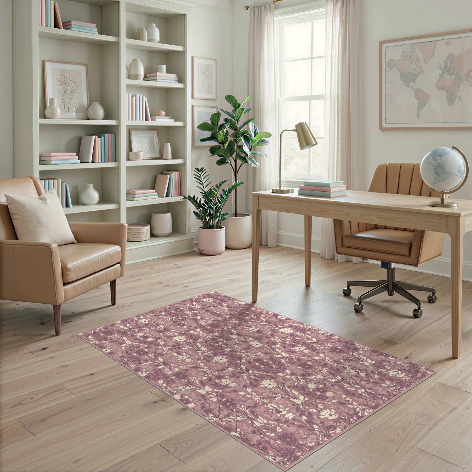ODIKA 4'x6' Ultra-Soft Area Rug, Damask Layout Distressed Boho Vine ...