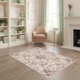 thumbnail image 1 of ODIKA 4'x6' Ultra-Soft Area Rug, Distressed Vintage Trellis Boho Clusters Vine Border Scroll Pink Flowing Dynamic None Washable, Bare feet friendly, Silk-Touch for Bedroom Home office, 1 of 7