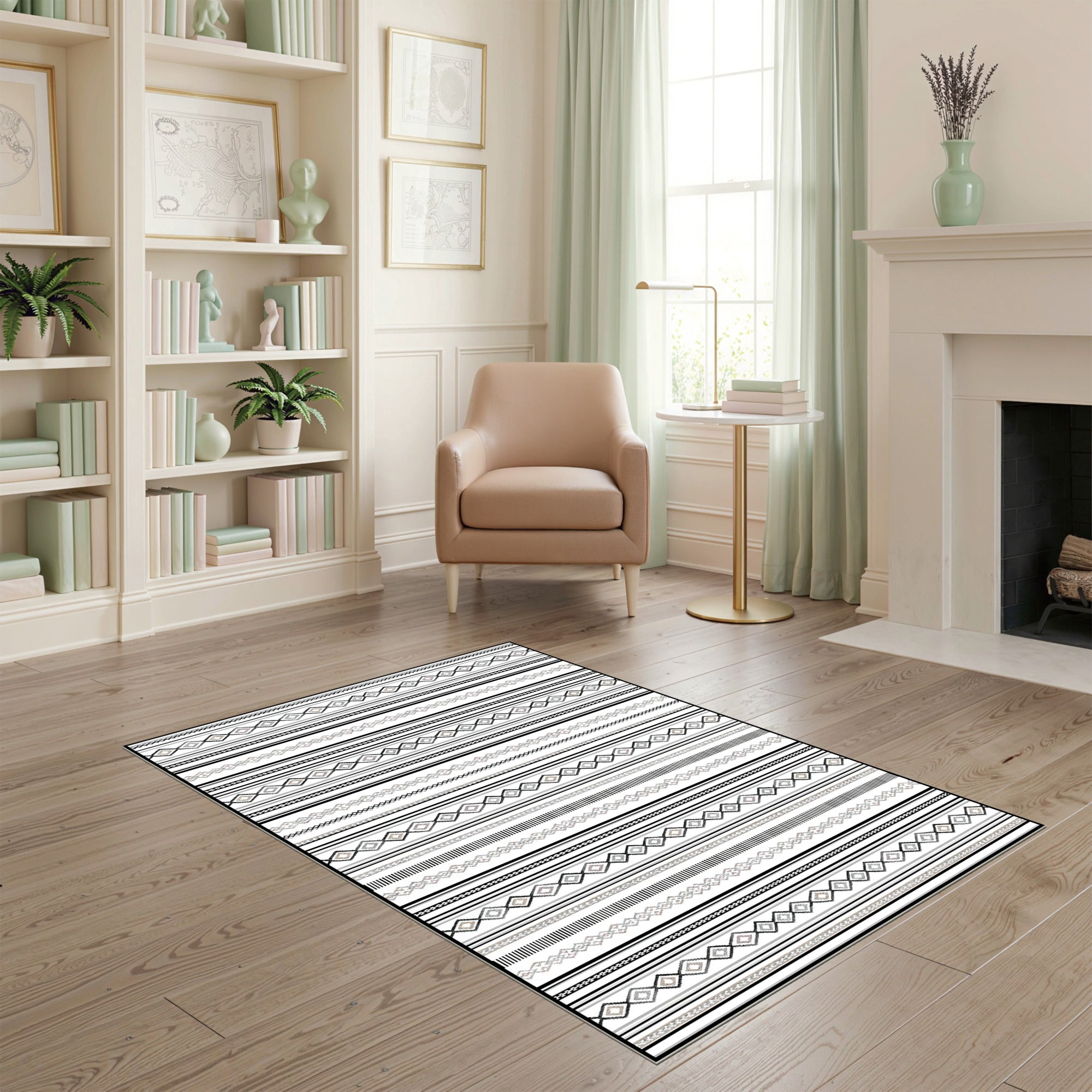 ODIKA 4'x6' Ultra-Soft Area Rug, Doormat Door Pinstripe Band Layout ...