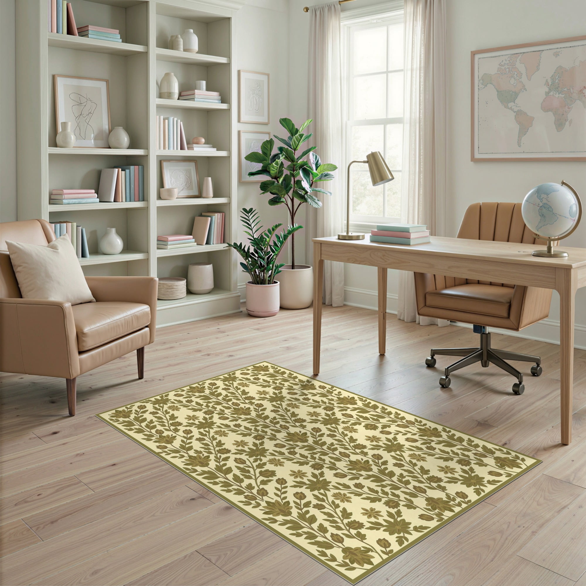Earthy Looking Rugs ODIKA 4'x6' Ultra-Soft Area Rug, Earthy Retro Climbing Motif ...