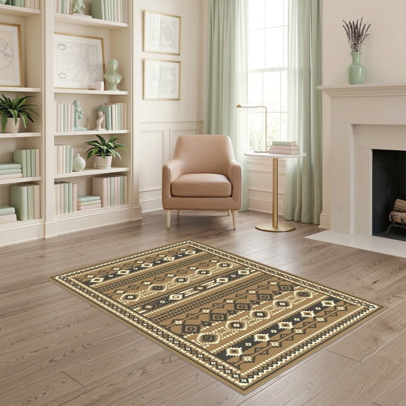 Entry Room Rugs ODIKA 4'x6' Ultra-Soft Area Rug, Entry Grey Geometric Stepped Motif ...