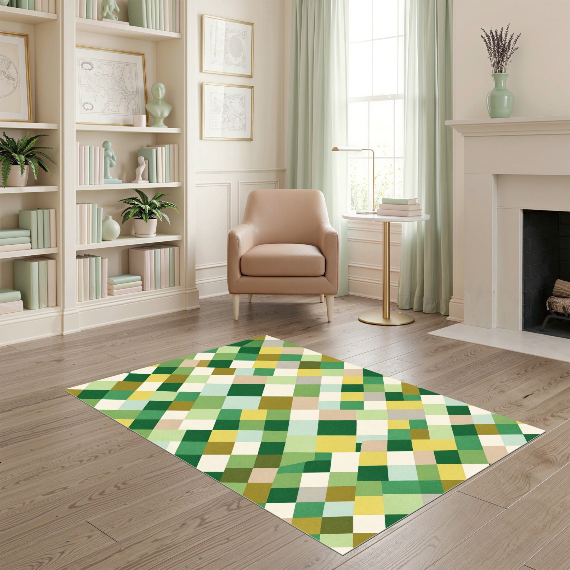 ODIKA 4'x6' Ultra-Soft Area Rug, Fuzzy Retro Funky Checkerboard ...
