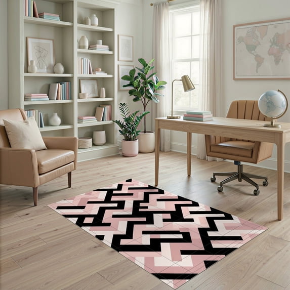 Ab Lettering Design ODIKA 4'x6' Ultra-Soft Area Rug, Geometric Angular Composition ...