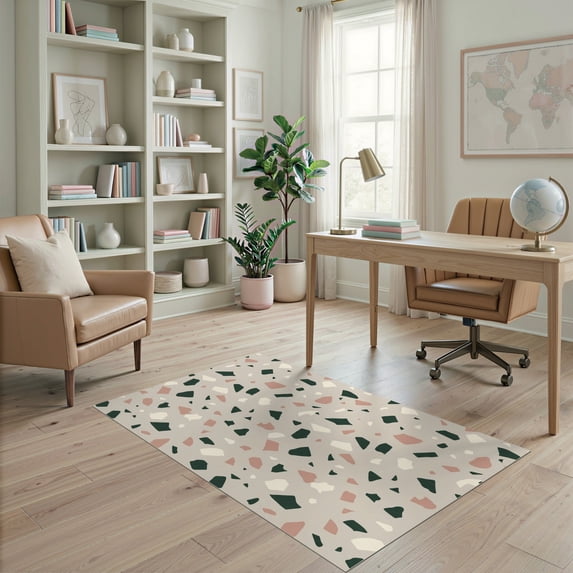 ODIKA 4'x6' Ultra-Soft Area Rug, Geometric Speckle Fragment Neutral Tone Graphic Entryway Hallway None Washable, Bare feet friendly, Silk-Touch for Bedroom Home office