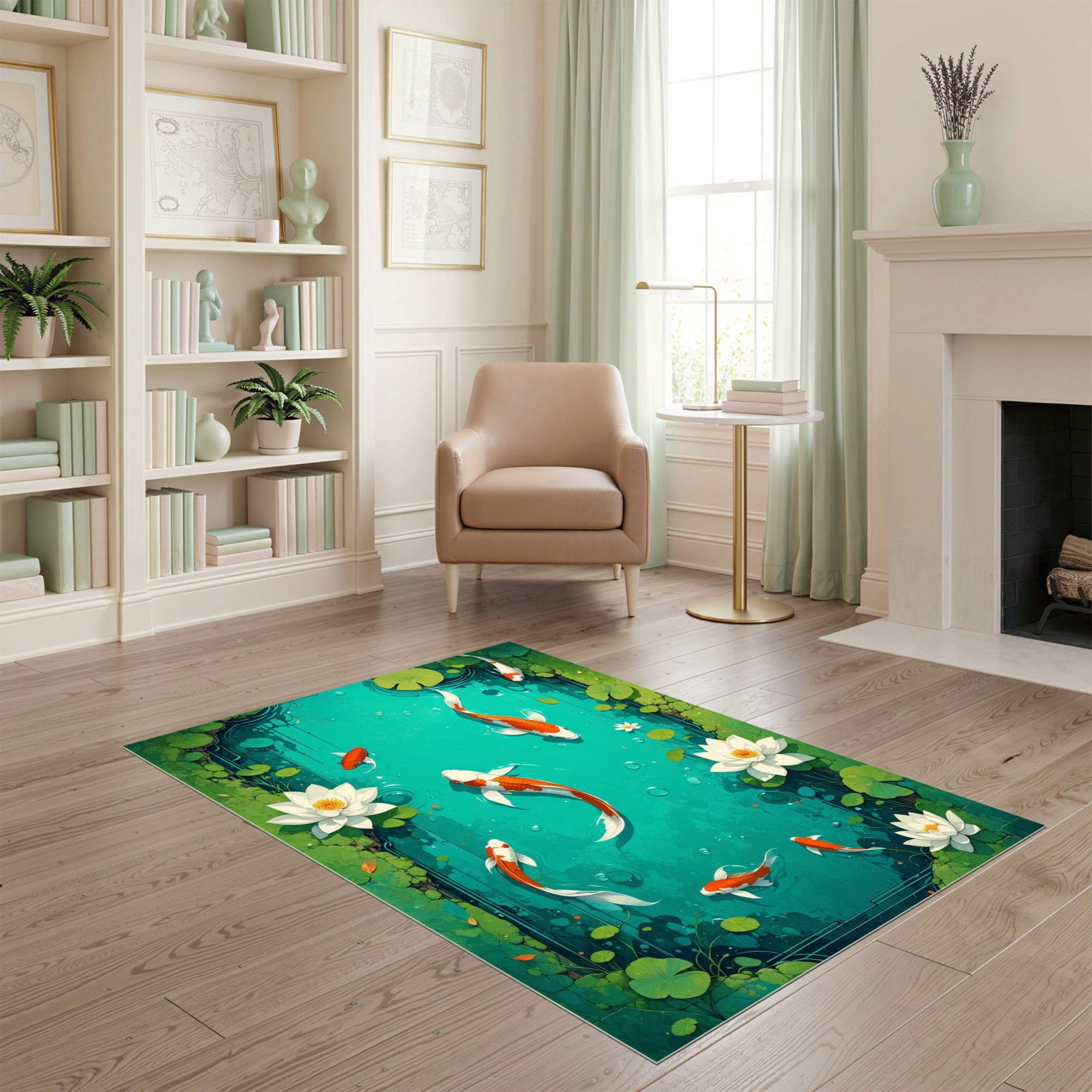 Fish Tuft Rug ODIKA 4'x6' Ultra-Soft Area Rug, Golf Koi Bug Pond Fish Floating Motifs ...
