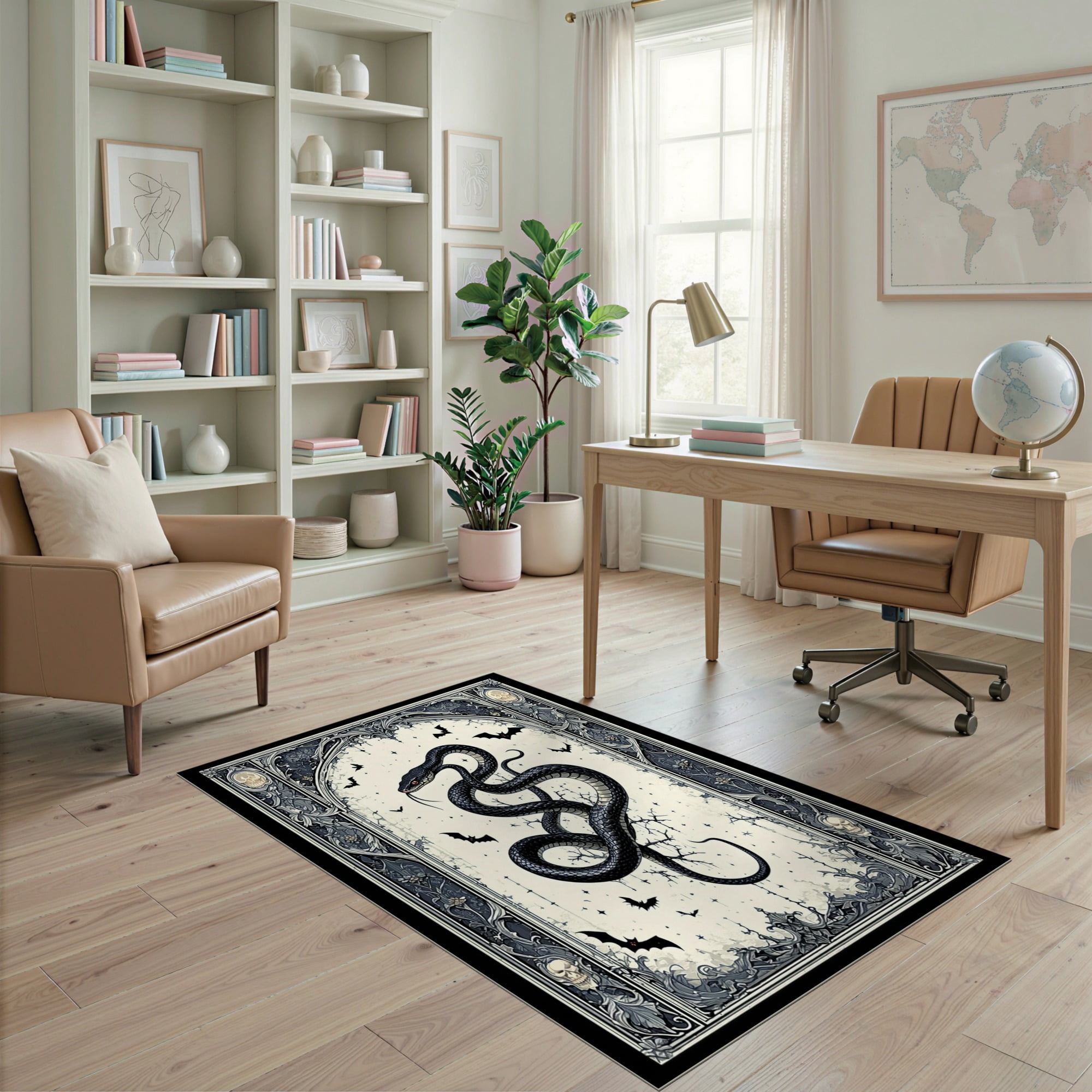 Gothy Rug ODIKA 4'x6' Ultra-Soft Area Rug, Gothic Snake Moth Mystical Halloween ...