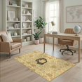 thumbnail image 1 of ODIKA 4'x6' Ultra-Soft Area Rug, Hand Holding Cup Graphic Art With Boho Vintage Geometric Border Funny Flowing None Washable, Bare feet friendly, Silk-Touch for Bedroom Home office, 1 of 7