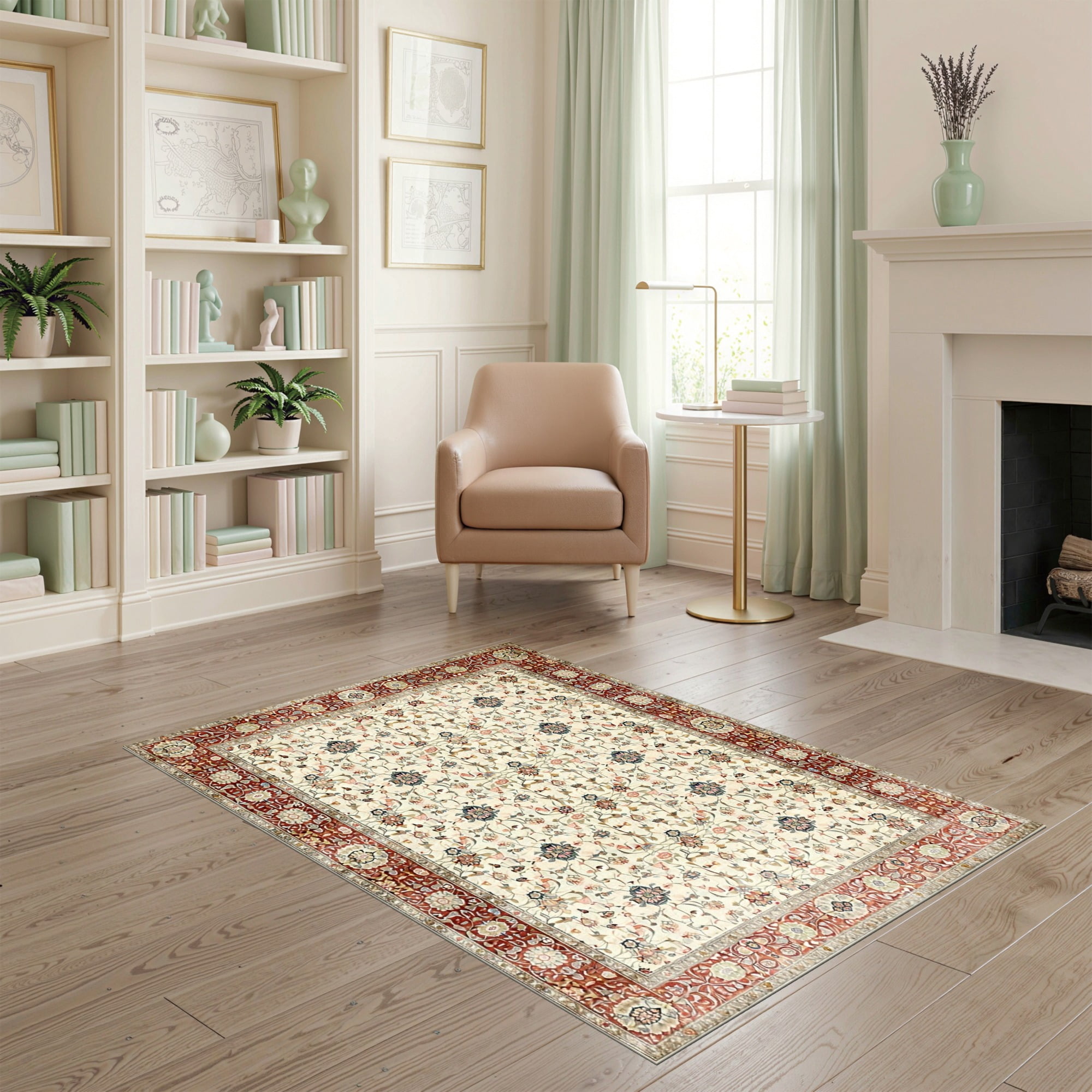 Soft Ivory Rug ODIKA 4'x6' Ultra-Soft Area Rug, Ivory Vintage Tug Scroll Faded Ornate ...