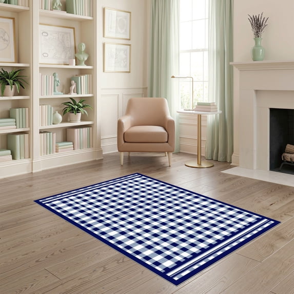 ODIKA 4'x6' Ultra-Soft Area Rug, Layering Striped Welcome Nautical Border Front Door Large Rectangular None Washable, Bare feet friendly, Silk-Touch for Bedroom Home office