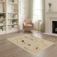 thumbnail image 1 of ODIKA 4'x6' Ultra-Soft Area Rug, Minimalist Bordered Terrain Motif Map Wavy Abstract Topographic Flowing Dynamic None Washable, Bare feet friendly, Silk-Touch for Bedroom Home office, 1 of 7