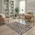 thumbnail image 1 of ODIKA 4'x6' Ultra-Soft Area Rug, Navy Abstract Absract Geometric Interlocking Border Pile None Washable, Bare feet friendly, Silk-Touch for Bedroom Home office, 1 of 7