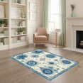 thumbnail image 1 of ODIKA 4'x6' Ultra-Soft Area Rug, Navy Blue Nautical Octopus Design Intricate Marine Motifs with Compass Details Washable, Bare feet friendly, Silk-Touch for Bedroom Home office, 1 of 7