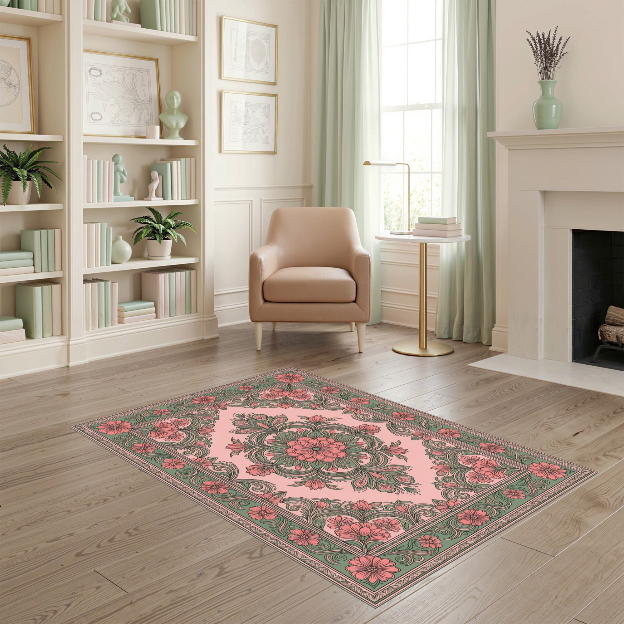 Pastel Color Rug ODIKA 4'x6' Ultra-Soft Area Rug, Pastel Vintage Flourish Ornate ...