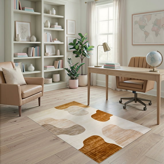 ODIKA 4'x6' Ultra-Soft Area Rug, Pick Inspired Cow Spotted Mottled Patches Border Patchwork Abstract None Washable, Bare feet friendly, Silk-Touch for Bedroom Home office