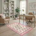 thumbnail image 1 of ODIKA 4'x6' Ultra-Soft Area Rug, Pink Long Coquette Motif Delicate Frame Border Vintage Sage Bathroom None Washable, Bare feet friendly, Silk-Touch for Bedroom Home office, 1 of 7