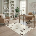 thumbnail image 1 of ODIKA 4'x6' Ultra-Soft Area Rug, Print Border Footprints Patterned Tossed Bone Motif Scattered None Washable, Bare feet friendly, Silk-Touch for Bedroom Home office, 1 of 7