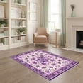 thumbnail image 1 of ODIKA 4'x6' Ultra-Soft Area Rug, Purple Flower Fuzzy Circle Symmetrical Petal Classroom Round None Washable, Bare feet friendly, Silk-Touch for Bedroom Home office, 1 of 7
