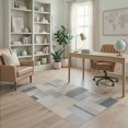 thumbnail image 1 of ODIKA 4'x6' Ultra-Soft Area Rug, Striped Contemporary Interlocking Rectangular Blocks Minimalist None Washable, Bare feet friendly, Silk-Touch for Bedroom Home office, 1 of 7