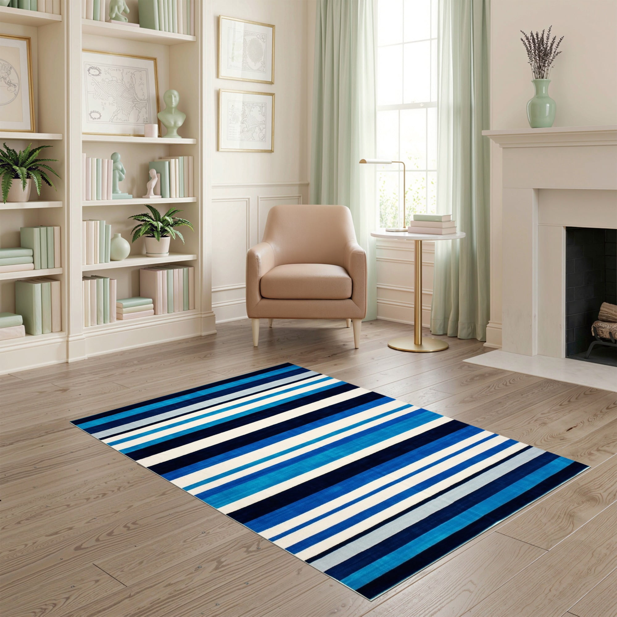 Minialistic Rug ODIKA 4'x6' Ultra-Soft Area Rug, Striped Minimalist Bands Abstract ...