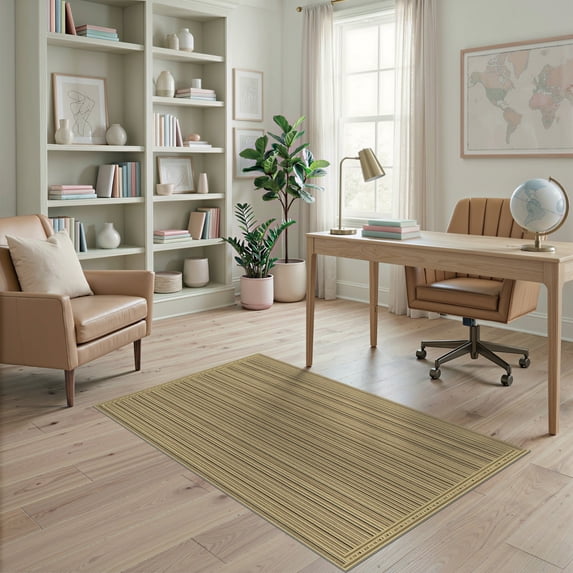 ODIKA 4'x6' Ultra-Soft Area Rug, Vintage Ticking Design With Distressed Pinstripe And Edge Trim Striped Flowing None Washable, Bare feet friendly, Silk-Touch for Bedroom Home office