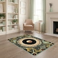 thumbnail image 1 of ODIKA 4'x6' Ultra-Soft Area Rug, Vinyl Record Mid Century Disc Emblem With Soundwave And Music Note Trim None Washable, Bare feet friendly, Silk-Touch for Bedroom Home office, 1 of 7