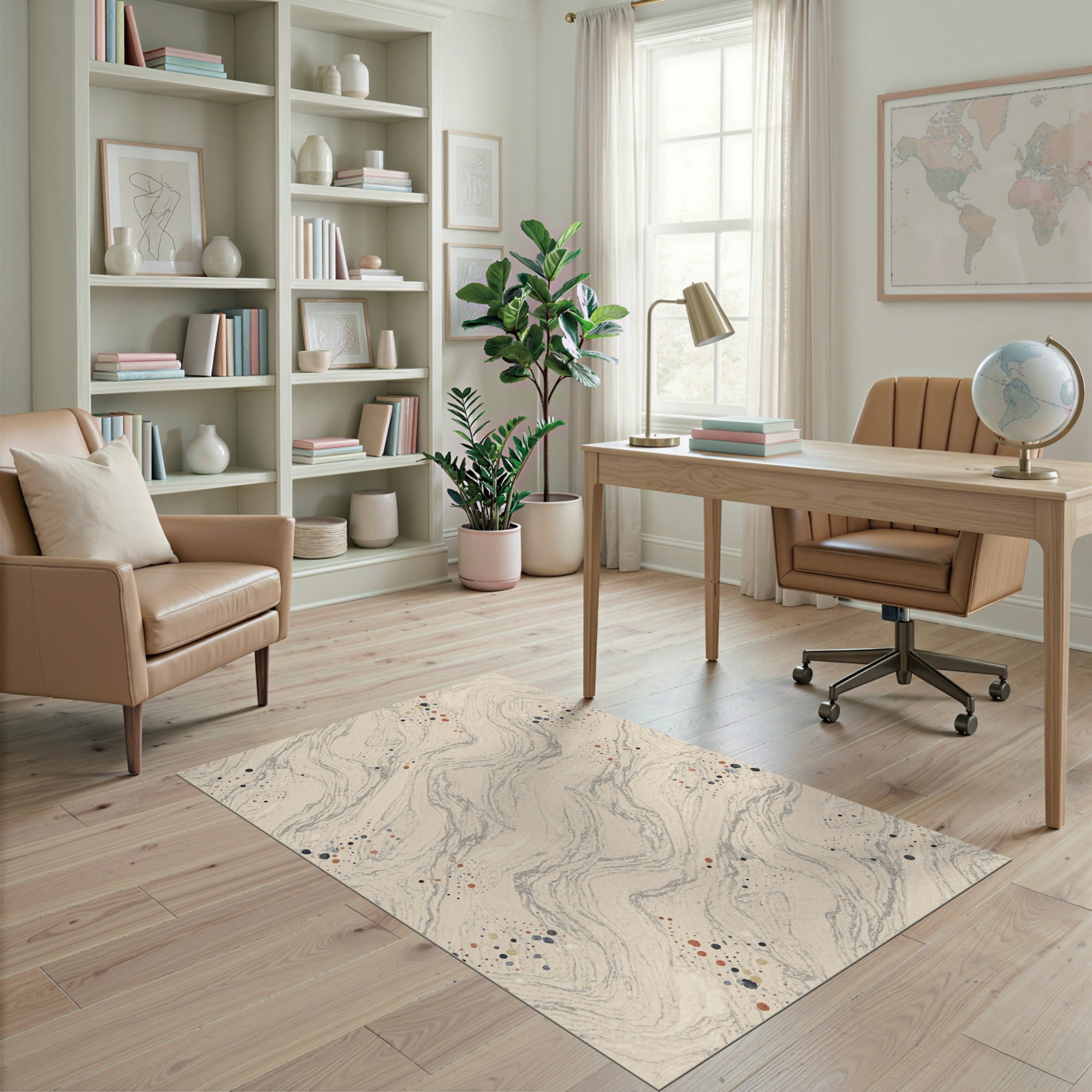 ODIKA 4'x6' Ultra-Soft Area Rug, Way Minimalist Swirl Freeform ...