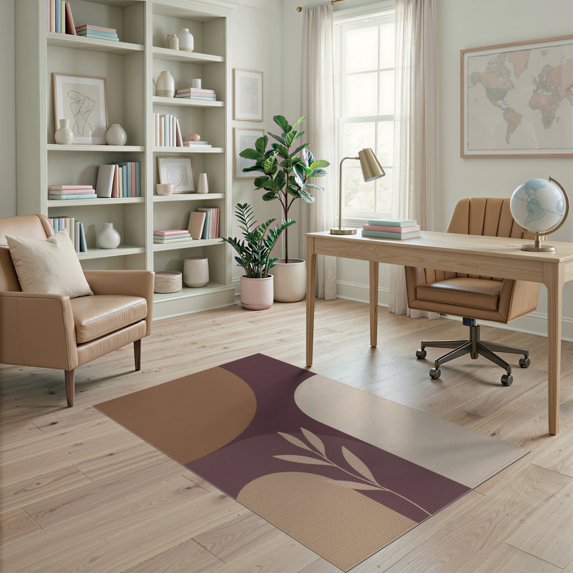 ODIKA 4'x6' Warm Earth Tones Contemporary Design Washable Area Rug Stylish Abstract Block Pattern Elegance Non-Slip, Chair-Friendly, Flatwoven for Home Office, Under Desk