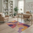 thumbnail image 1 of ODIKA 4'x6' Warm Pastel Tones Marble Abstraction Washable Area Rug Contemporary Fluid Design with Curves for Dorm Room, Small Living Stain Resistant Low Profile, Easy Care, 1 of 7