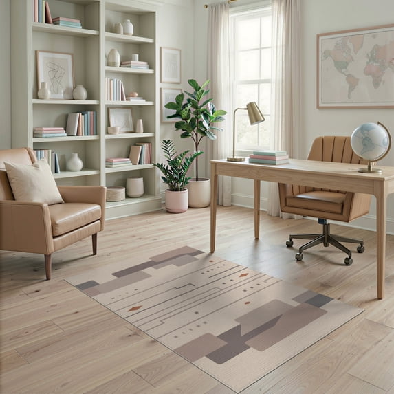 ODIKA 4'x6' Warm Taupe Modern Geometric Abstract Washable Area Rug Contemporary Minimalist Rectangular Blocks Diamond Pet Friendly, Non-Shedding for Bedroom, Reading Nook