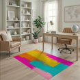 thumbnail image 1 of ODIKA 4'x6' Washable Area Rug Abstract Contemporary Brushstroke Checkered Funky Pink for Bedroom, Reading Nook, Pet Friendly & Non-Shedding, 1 of 7