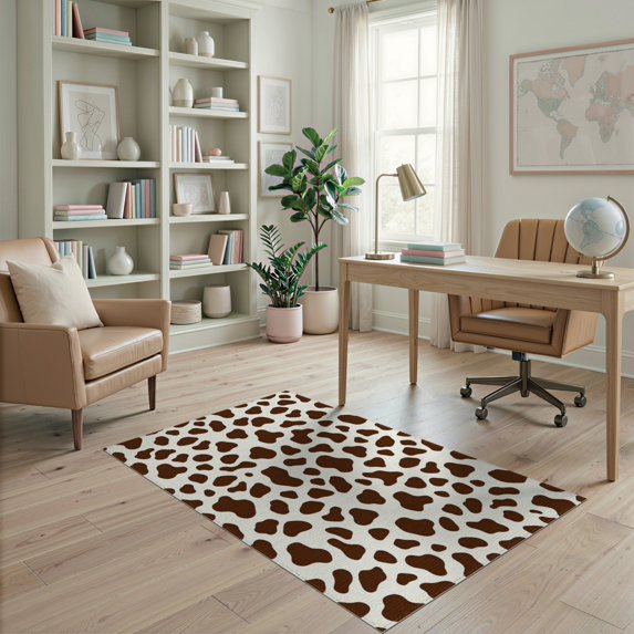 ODIKA 4'x6' Washable Area Rug Abstract Patches Border Southwestern Symmetry Spotted Inspired Refined for Home Office, Under Desk, Non-Slip Chair-Friendly, Flatwoven