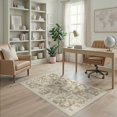 thumbnail image 1 of ODIKA 4'x6' Washable Area Rug Beige Plaid Motif Checkered Block Print Geometric Neutral Tone for Dorm Room, Small Living Stain Resistant Low Profile, Easy Care, 1 of 7