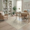 thumbnail image 1 of ODIKA 4'x6' Washable Area Rug Beige Symmetrical Botanical Ornamental Featuring Interlocking for Home Office, Under Desk, Non-Slip Chair-Friendly, Flatwoven, 1 of 7