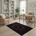 thumbnail image 1 of ODIKA 4'x6' Washable Area Rug Black Red Fiery and Gothic Design Intricate Spiked Circle on for Home Office, Under Desk, Non-Slip Chair-Friendly, Flatwoven, 1 of 7