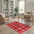 thumbnail image 1 of ODIKA 4'x6' Washable Area Rug Bordered Farmhouse Motif Checkered Striped Christma Plaid Checked Refined for Home Office, Under Desk, Non-Slip Chair-Friendly, Flatwoven, 1 of 7