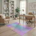 thumbnail image 1 of ODIKA 4'x6' Washable Area Rug Checkered Purple Unicorn Sparkle Gaze Motif Playroom Fuzzy for Dorm Room, Small Living Stain Resistant Low Profile, Easy Care, 1 of 7