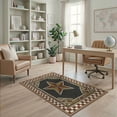 thumbnail image 1 of ODIKA 4'x6' Washable Area Rug Distressed Farmhouse Border Folk Lettering Primitive Vintage Refined Structured for Bedroom, Reading Nook, Pet Friendly & Non-Shedding, 1 of 7
