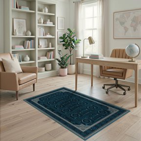 ODIKA 4'x6' Washable Area Rug Dj Mixer Blueprint Decks Retro Equalizer Bars Player Record Vinyl Refined for Dorm Room, Small Living Stain Resistant Low Profile, Easy Care
