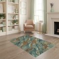 thumbnail image 1 of ODIKA 4'x6' Washable Area Rug Flowing Liquid Motif Teal Amber Elegant Flat Decorative Surface for Bedroom, Reading Nook, Pet Friendly & Non-Shedding, 1 of 7
