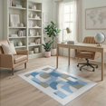 thumbnail image 1 of ODIKA 4'x6' Washable Area Rug Grey Contemporary Tan Interlocking Para Shapes Neutral Farmhouse for Home Office, Under Desk, Non-Slip Chair-Friendly, Flatwoven, 1 of 7