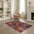 thumbnail image 1 of ODIKA 4'x6' Washable Area Rug Mid Century Modern Striped Circular Tropical Sunset Graphics for Dorm Room, Small Living Stain Resistant Low Profile, Easy Care, 1 of 7