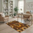 thumbnail image 1 of ODIKA 4'x6' Washable Area Rug Music Notes With Vintage Sunburst Record Border Guitar Retro Refined Structured for Dorm Room, Small Living Stain Resistant Low Profile, Easy Care, 1 of 7