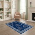 thumbnail image 1 of ODIKA 4'x6' Washable Area Rug Nautical Ocean Motif Border Scattered Symmetrical Animals Turtle Refined for Home Office, Under Desk, Non-Slip Chair-Friendly, Flatwoven, 1 of 7
