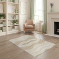 thumbnail image 1 of ODIKA 4'x6' Washable Area Rug Non-Slip, Chair-Friendly, Flatwoven Abstract Stripe Wave Minimalist Neutral Cream Beige Composition Refined for Home Office, Under Desk, 1 of 7