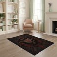 thumbnail image 1 of ODIKA 4'x6' Washable Area Rug Non-Slip, Chair-Friendly, Flatwoven Black Red Intricate Gothic Skull Design Mystical Symbols and Cracked Stone Motif for Home Office, Under Desk, 1 of 7