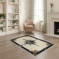 thumbnail image 1 of ODIKA 4'x6' Washable Area Rug Non-Slip, Chair-Friendly, Flatwoven Compass Nautical Vintage Motifs Maritime Distressed Border Map for Home Office, Under Desk, 1 of 7