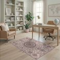 thumbnail image 1 of ODIKA 4'x6' Washable Area Rug Non-Slip, Chair-Friendly, Flatwoven Distressed Scrollwork Border Design Featuring Central Boho Motif for Home Office, Under Desk, 1 of 7